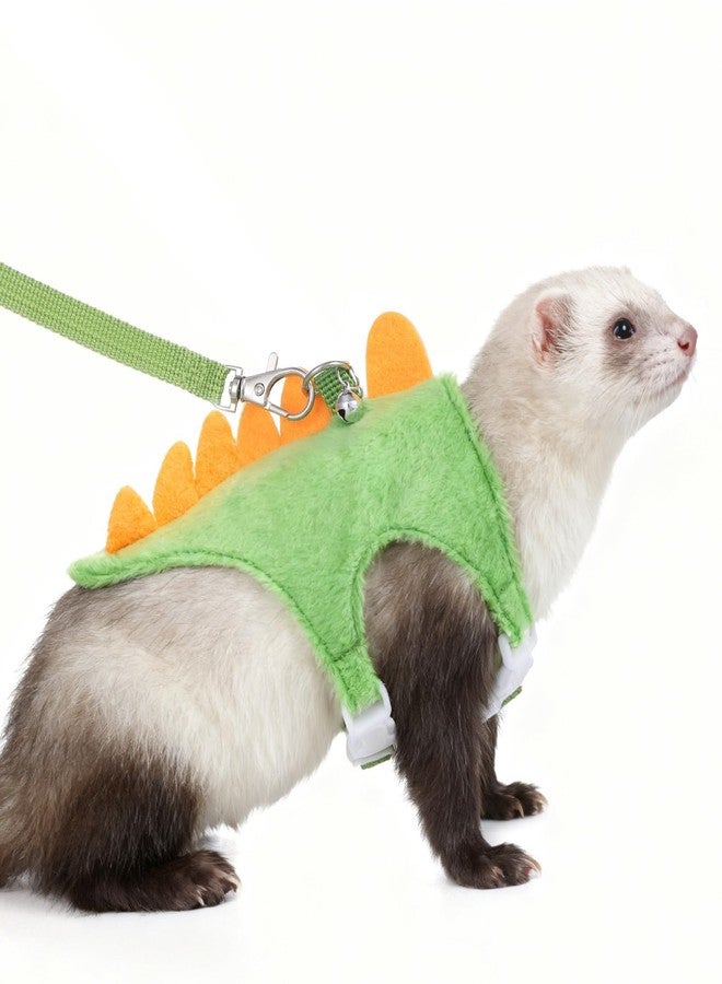 TARINI Small Animal Harness, Dinosaur Shaped Small Pet Harness and Leash Set with Safety Bell, Adjustable Vest for Cat Harness Ferret Hedgehog Guinea Pig Rabbit - Image 1