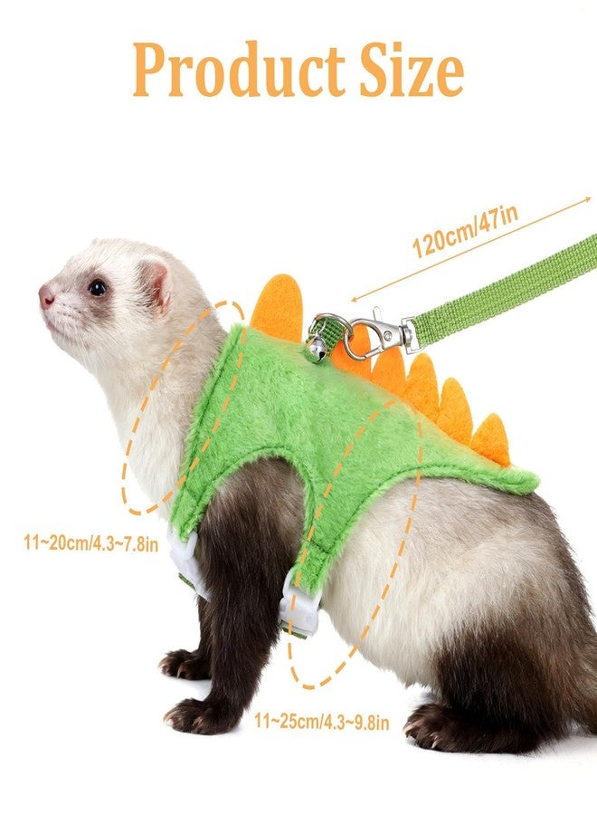 TARINI Small Animal Harness, Dinosaur Shaped Small Pet Harness and Leash Set with Safety Bell, Adjustable Vest for Cat Harness Ferret Hedgehog Guinea Pig Rabbit - Image 2