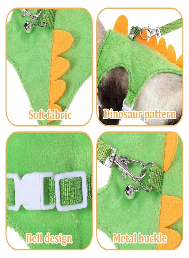 TARINI Small Animal Harness, Dinosaur Shaped Small Pet Harness and Leash Set with Safety Bell, Adjustable Vest for Cat Harness Ferret Hedgehog Guinea Pig Rabbit - Image 3