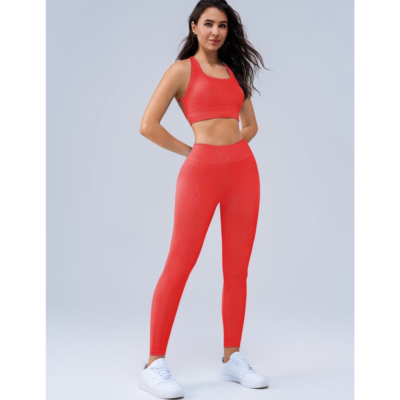 Seamless Yoga Fitness Set High Waist Sports Bra Pants Black  - Image 2
