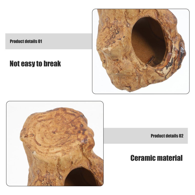 Ceramic Aquarium Shrimp Cave Log Shape Betta Hideout Fish Tank Decoration - Image 4
