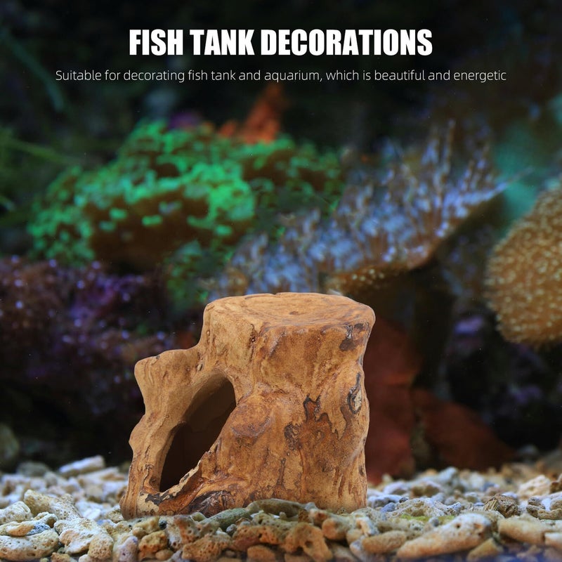 Ceramic Aquarium Shrimp Cave Log Shape Betta Hideout Fish Tank Decoration - Image 5