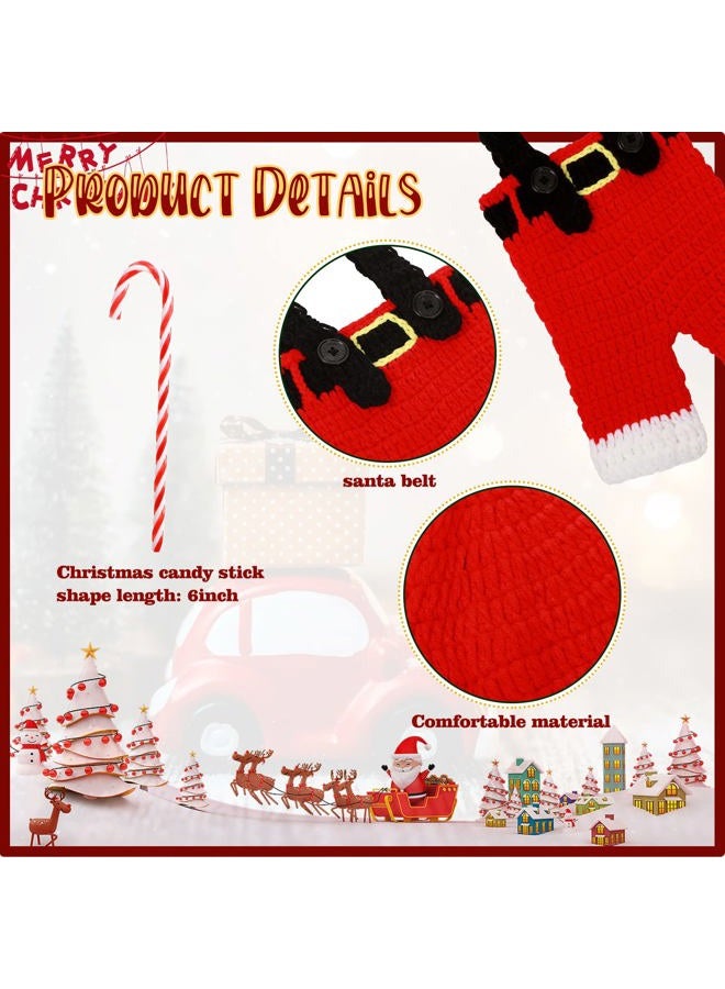 Vabean Christmas Newborn Photography Prop Baby Boy Girl Photo Newborn Cute Crochet Santa Claus Outfits Christmas Red Hat Photoshoot Costume 0-6 Months (Santa) - Image 4