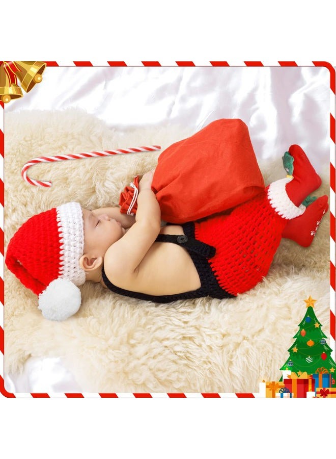 Vabean Christmas Newborn Photography Prop Baby Boy Girl Photo Newborn Cute Crochet Santa Claus Outfits Christmas Red Hat Photoshoot Costume 0-6 Months (Santa) - Image 5