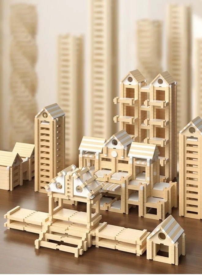 Paka Rabbit 330 PCS Montessori Wooden Building Blocks for Toddlers – 3 -IN-1 Educational Construction Toy Set for Kids, Enhances Imagination, Focus, Patience & Fine Motor Skills – STEM Learning Gift for Boys & Girls Ages 3+ - Image 4