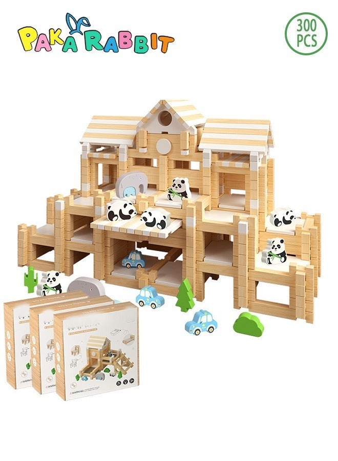 Paka Rabbit 330 PCS Montessori Wooden Building Blocks for Toddlers – 3 -IN-1 Educational Construction Toy Set for Kids, Enhances Imagination, Focus, Patience & Fine Motor Skills – STEM Learning Gift for Boys & Girls Ages 3+ - Image 1