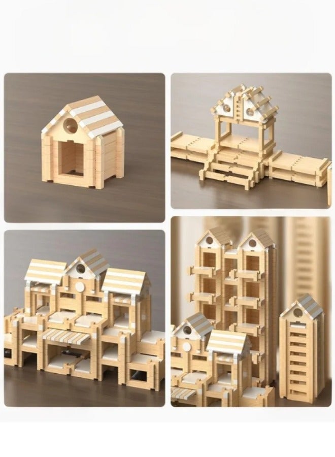 Paka Rabbit 330 PCS Montessori Wooden Building Blocks for Toddlers – 3 -IN-1 Educational Construction Toy Set for Kids, Enhances Imagination, Focus, Patience & Fine Motor Skills – STEM Learning Gift for Boys & Girls Ages 3+ - Image 5