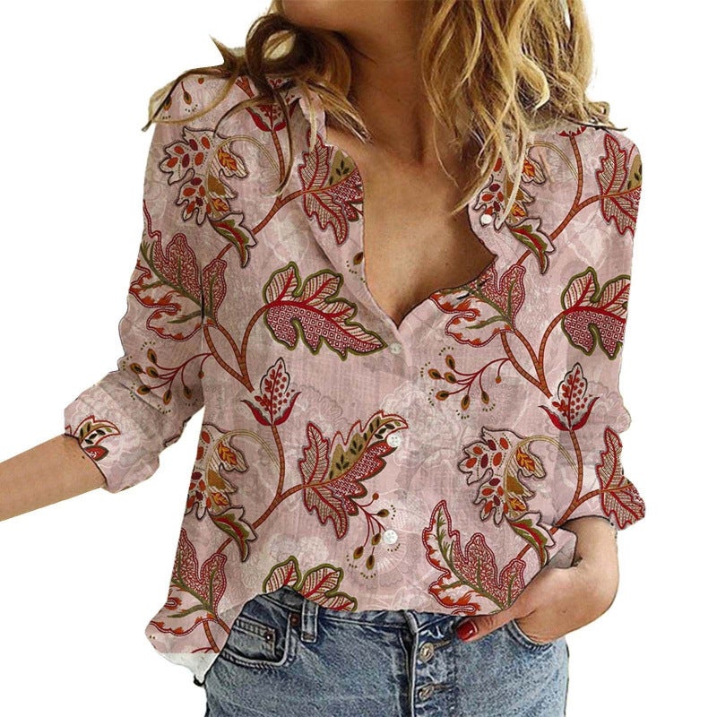 2024 New Women'S Fashion Gradient Color Printed Women'S Shirts Loose Long-Sleeved Tie-Dye Shirts For Women - Image 1