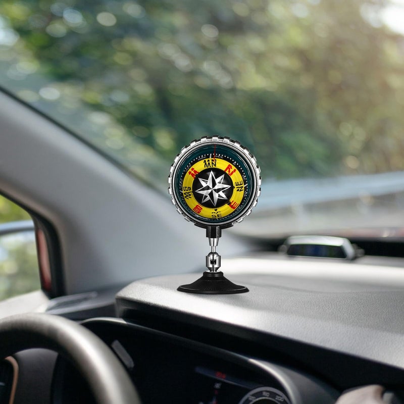 Yellow Car Compass with Suction Cup for Vehicle Boat Dashboard Navigation Outdoor Direction Guide - Image 5