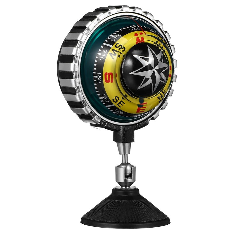 Yellow Car Compass with Suction Cup for Vehicle Boat Dashboard Navigation Outdoor Direction Guide - Image 2