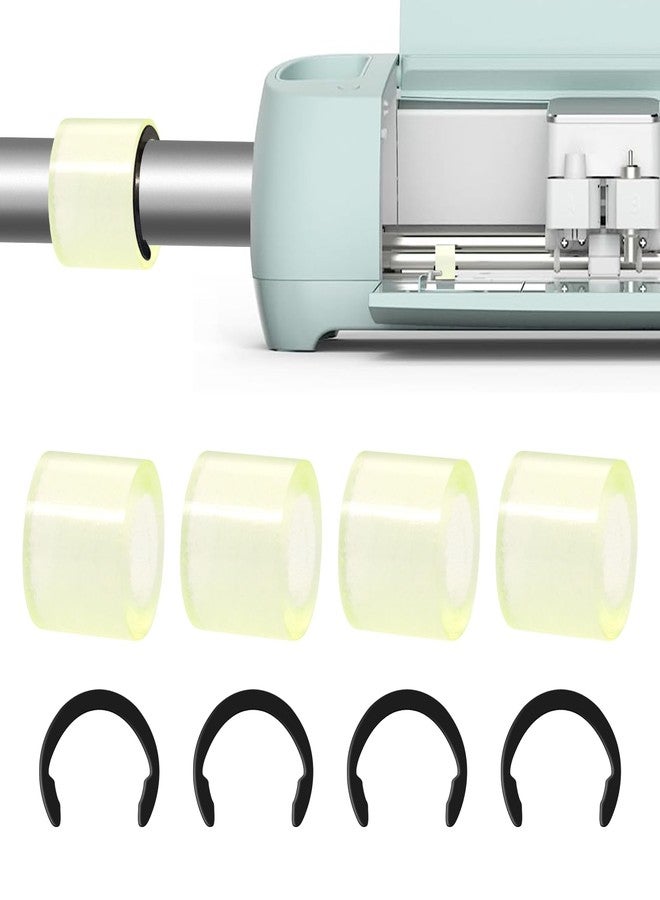 CATOSUM 4 Pcs Rubber Roller Replacements & 4 Pcs Metal Retaining Rings for Cricut Maker/Maker 3, Green - Image 1