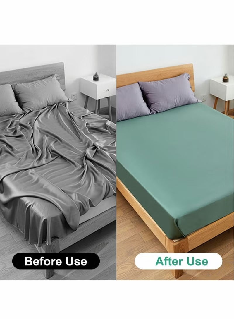 Bed Sheet Holder Straps, Adjustable Premium Fitted Suspenders with 6 Way Cross Elastic Bands and Corner Clips, for Bedding Mattress Fasteners(White) - Image 2