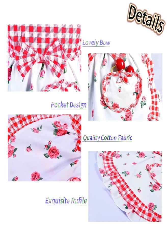 Love Potato Kids Aprons for Girls - Cute Gingham Apron with Pocket - Toddler Girl's Apron for Ages 1-3 Years (Red) - Image 4