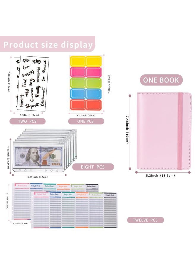 NICOOTH Budget Binder Cash Envelopes A6 Money Saving Binder with Zipper envelopes (A6 Pink) - Image 2