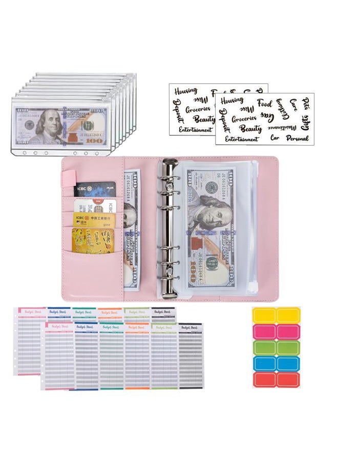 NICOOTH Budget Binder Cash Envelopes A6 Money Saving Binder with Zipper envelopes (A6 Pink) - Image 4