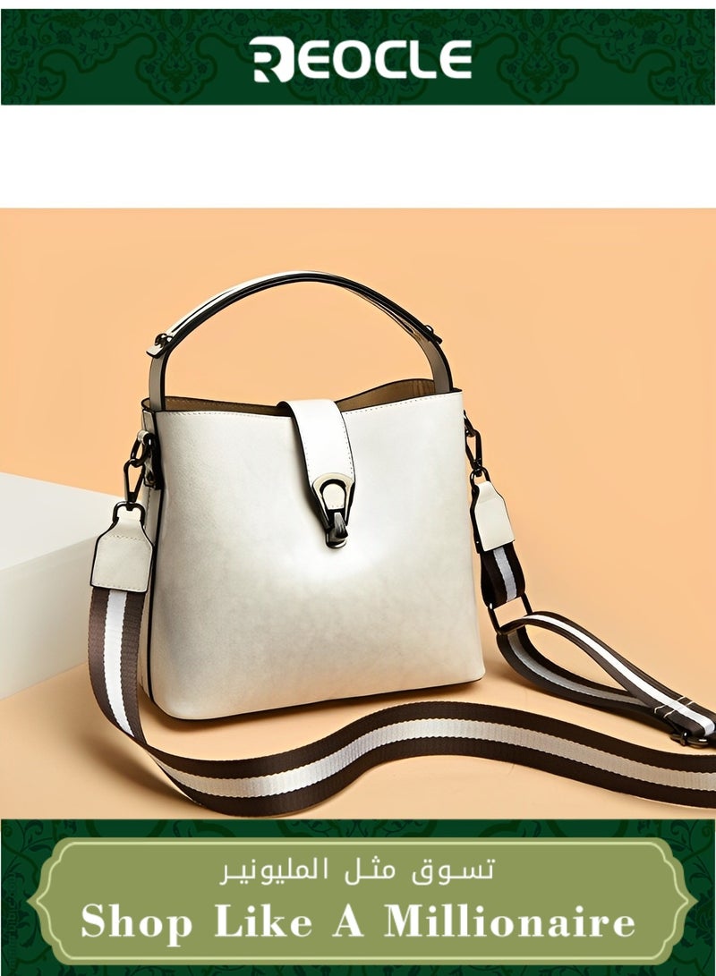 REOCLE Women's Shoulder Bag PU Leather Tote Bag with Adjustable Shoulder Strap & Large Capacity Vintage Soft Purse Handbags  - Image 1