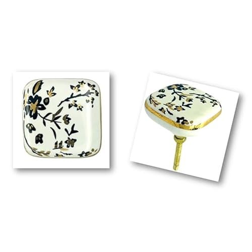 J P Hardware Ceramic Square Knobs Drawer Pulls for Cabinets and Home Kitchen (42mm, Gold Multicolour) - Pack of 4 (Ceramic Square Knob 4) - Image 4