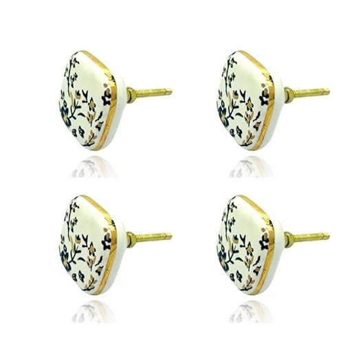 J P Hardware Ceramic Square Knobs Drawer Pulls for Cabinets and Home Kitchen (42mm, Gold Multicolour) - Pack of 4 (Ceramic Square Knob 4) - Image 3