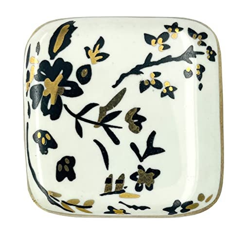 J P Hardware Ceramic Square Knobs Drawer Pulls for Cabinets and Home Kitchen (42mm, Gold Multicolour) - Pack of 4 (Ceramic Square Knob 4) - Image 1