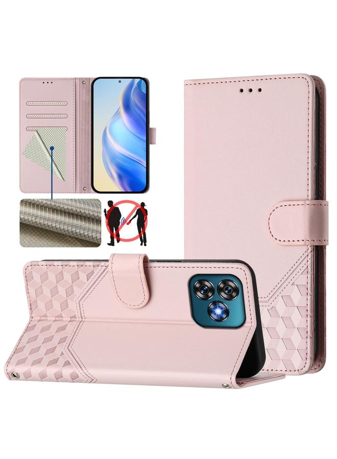 S-TOP Case For Oukitel C53 Honeycomb Embossing RFID Leather Phone Case - Image 1
