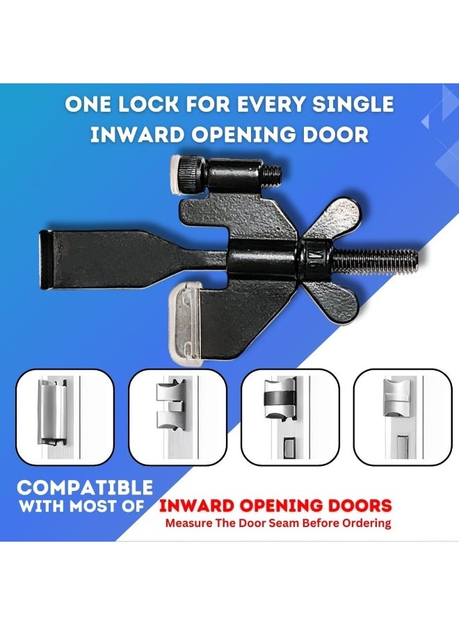 Duty Portable Door Lock - Stainless Steel Security Device for Enhanced Safety - Ideal for Home, Travel, Hotels, Apartments - Silicone Protector Caps Included (1, Black) - Image 3