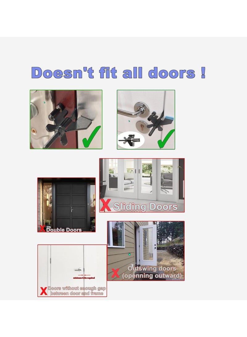 Duty Portable Door Lock - Stainless Steel Security Device for Enhanced Safety - Ideal for Home, Travel, Hotels, Apartments - Silicone Protector Caps Included (1, Black) - Image 5