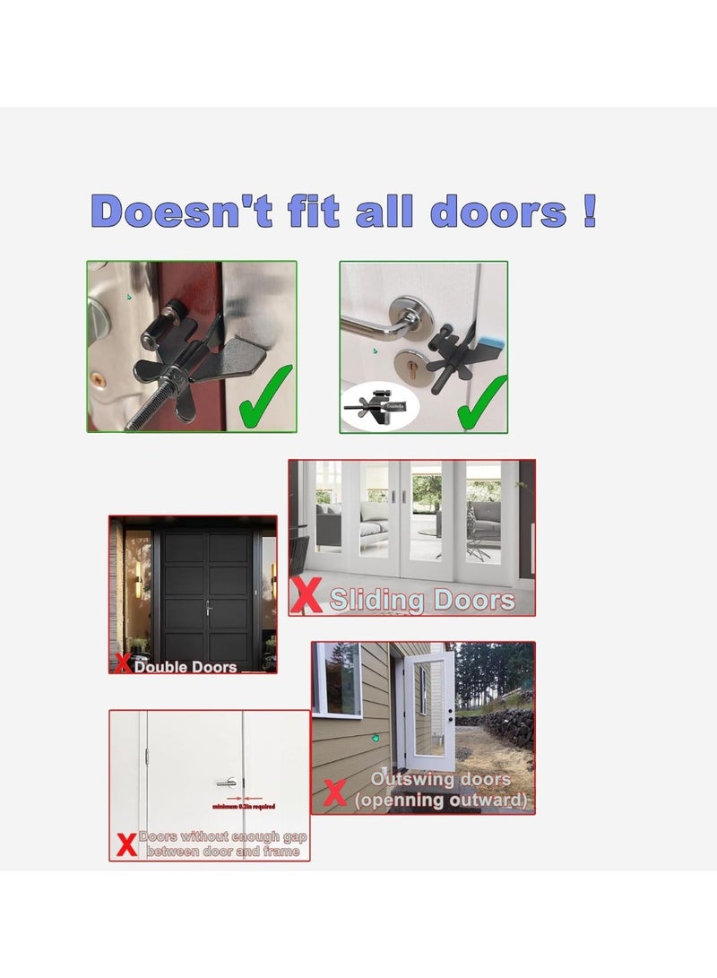 Duty Portable Door Lock - Stainless Steel Security Device for Enhanced Safety - Ideal for Home, Travel, Hotels, Apartments - Silicone Protector Caps Included (1, Black) - Image 4