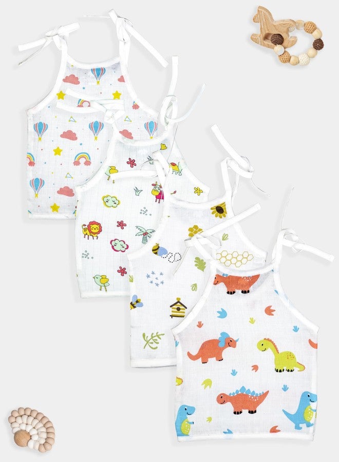 FEBVIBE Baby Cotton Multicolor Knotted Jabla Top - Soft & Breathable Sleeveless Newborn Shirt, Gentle on Skin, Easy Tie-Up Vest for Infants & Toddlers, for Boys & Girls (6-9 Month) - Image 3