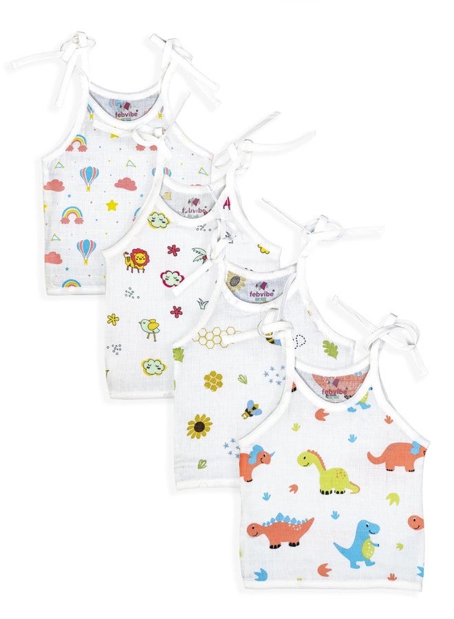 FEBVIBE Baby Cotton Multicolor Knotted Jabla Top - Soft & Breathable Sleeveless Newborn Shirt, Gentle on Skin, Easy Tie-Up Vest for Infants & Toddlers, for Boys & Girls (6-9 Month) - Image 1