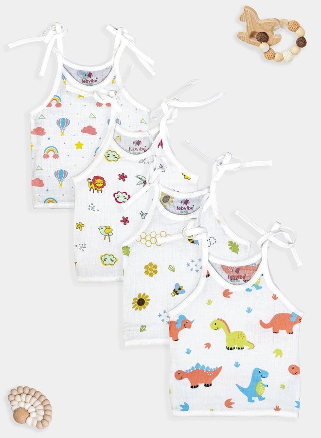 FEBVIBE Baby Cotton Multicolor Knotted Jabla Top - Soft & Breathable Sleeveless Newborn Shirt, Gentle on Skin, Easy Tie-Up Vest for Infants & Toddlers, for Boys & Girls (6-9 Month) - Image 4