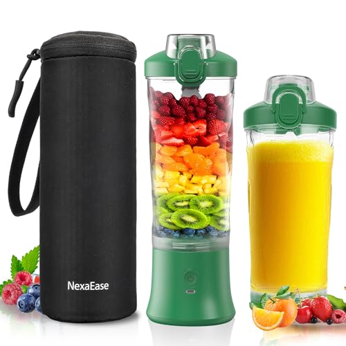 NexaEase Portable Blender Personal Juicer for Shakes and Smoothies - 20 OZ Electric Protein Shaker Bottle with Insulated Sleeve, Travel Lid, USB-C Rechargeable - Mini Small Blender Cup for Kitchen, Office, Gym - Image 1