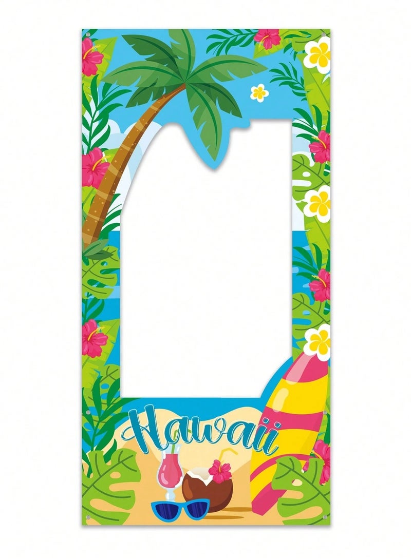 Hawaiian-themed photo frame, lightweight and easy to carry for taking pictures anywhere. Size: 120×60 cm. Perfect for summer parties, beach events, and poolside celebrations.  - Image 5