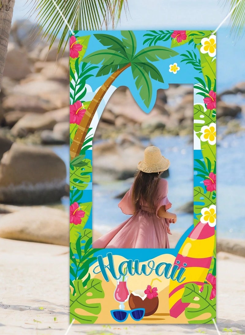 Hawaiian-themed photo frame, lightweight and easy to carry for taking pictures anywhere. Size: 120×60 cm. Perfect for summer parties, beach events, and poolside celebrations.  - Image 3