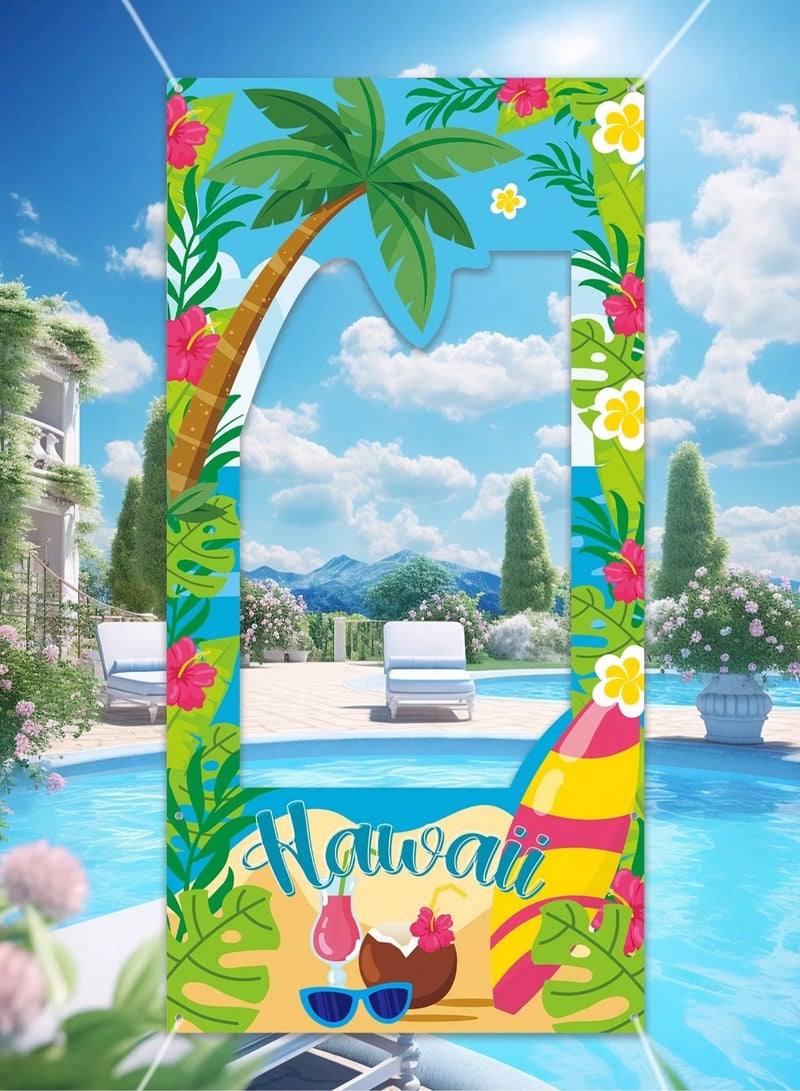 Hawaiian-themed photo frame, lightweight and easy to carry for taking pictures anywhere. Size: 120×60 cm. Perfect for summer parties, beach events, and poolside celebrations.  - Image 2