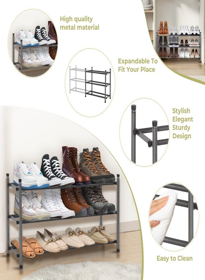 STORAGEIDEAS Shoe Rack, Expandable Shoe Storage Organizer for Closet, 3 Tier Metal Shoe Rack for Entryway, Adjustable Small Shoe Shelf for Front Door Entrance, Small Space, Garage - Image 4