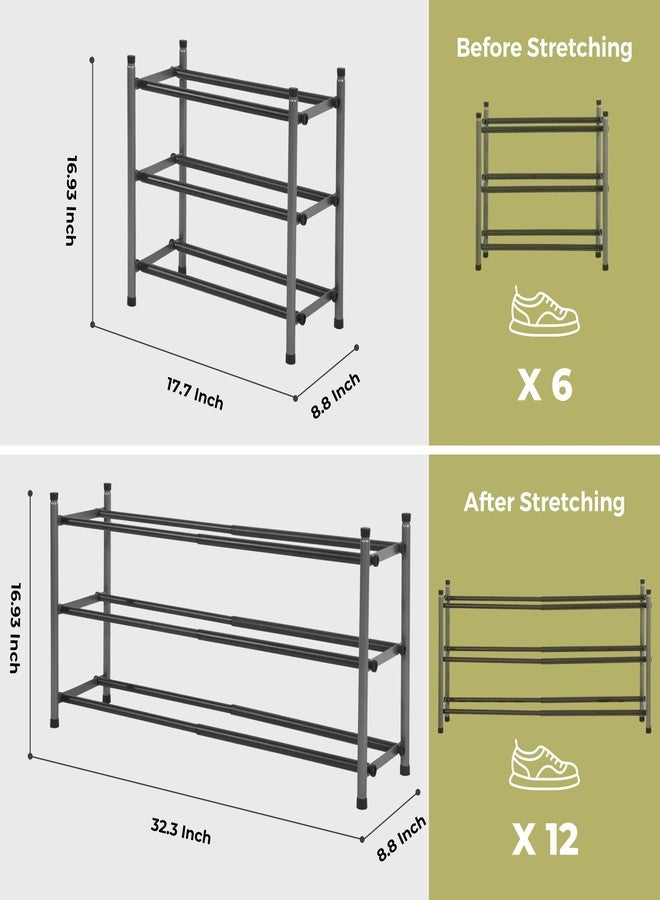 STORAGEIDEAS Shoe Rack, Expandable Shoe Storage Organizer for Closet, 3 Tier Metal Shoe Rack for Entryway, Adjustable Small Shoe Shelf for Front Door Entrance, Small Space, Garage - Image 3