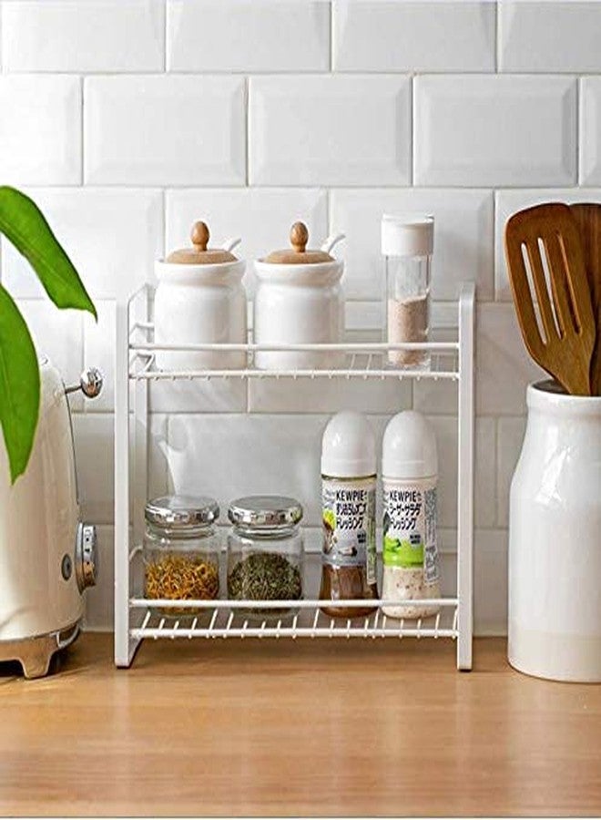 Giftoshopee 2-Tier Shelf Rack Kitchen Bathroom Countertop, 2-Tier Standing Storage Organizer Spice Jars Bottle Shelf - Image 1