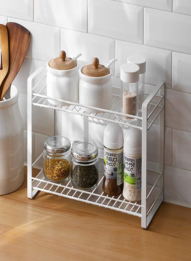 Giftoshopee 2-Tier Shelf Rack Kitchen Bathroom Countertop, 2-Tier Standing Storage Organizer Spice Jars Bottle Shelf - Image 2