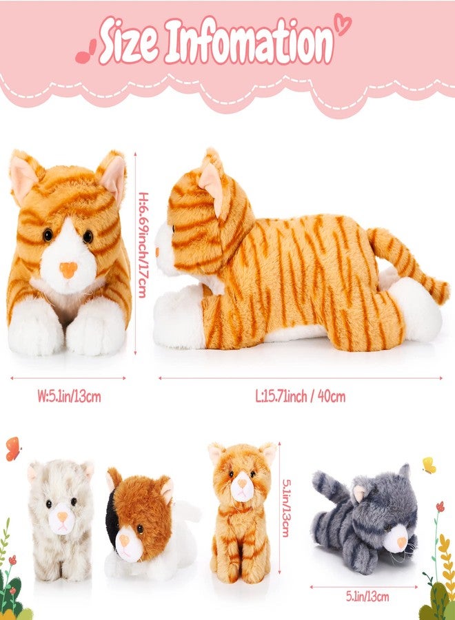 Skylety 5 Pieces Cat Stuffed Animal with Babies Inside Belly Plush Cat Pregnant Mommy Kitty with 4 Cute Fluffy Stuffed Kittens Christmas Birthday Surprise Gifts(Orange) - Image 2