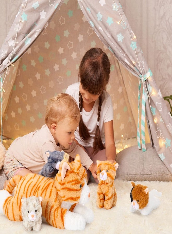 Skylety 5 Pieces Cat Stuffed Animal with Babies Inside Belly Plush Cat Pregnant Mommy Kitty with 4 Cute Fluffy Stuffed Kittens Christmas Birthday Surprise Gifts(Orange) - Image 5