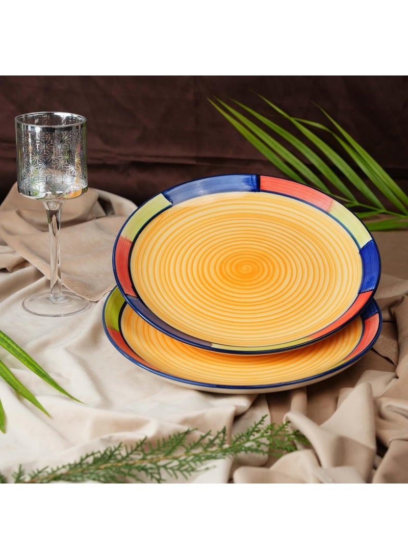 Caffeine Caffeine Ceramic Handmade Stoneware Yellow Dinner Plates10 inch Set of 6 Ceramic Plates for Dinner (Microwave & Dishwasher Safe)  - Image 4