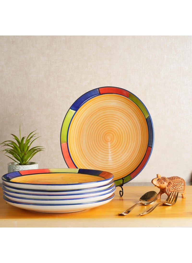 Caffeine Caffeine Ceramic Handmade Stoneware Yellow Dinner Plates10 inch Set of 6 Ceramic Plates for Dinner (Microwave & Dishwasher Safe)  - Image 1