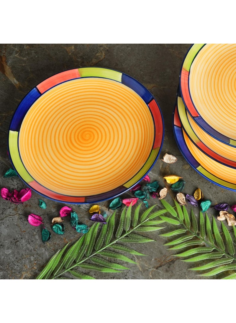 Caffeine Caffeine Ceramic Handmade Stoneware Yellow Dinner Plates10 inch Set of 6 Ceramic Plates for Dinner (Microwave & Dishwasher Safe)  - Image 2