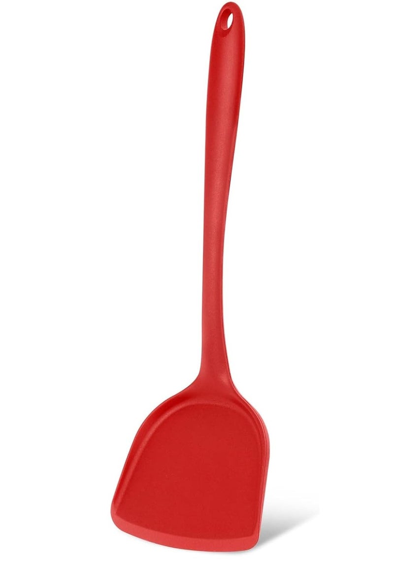 Baskety Heat Resistant Silicone Spatula/Spoonula Slotted Turner Non-Stick Wok Turner in Hygienic Solid Coating Cookware Kitchen Tool(Pack of 1 Red) - Image 1