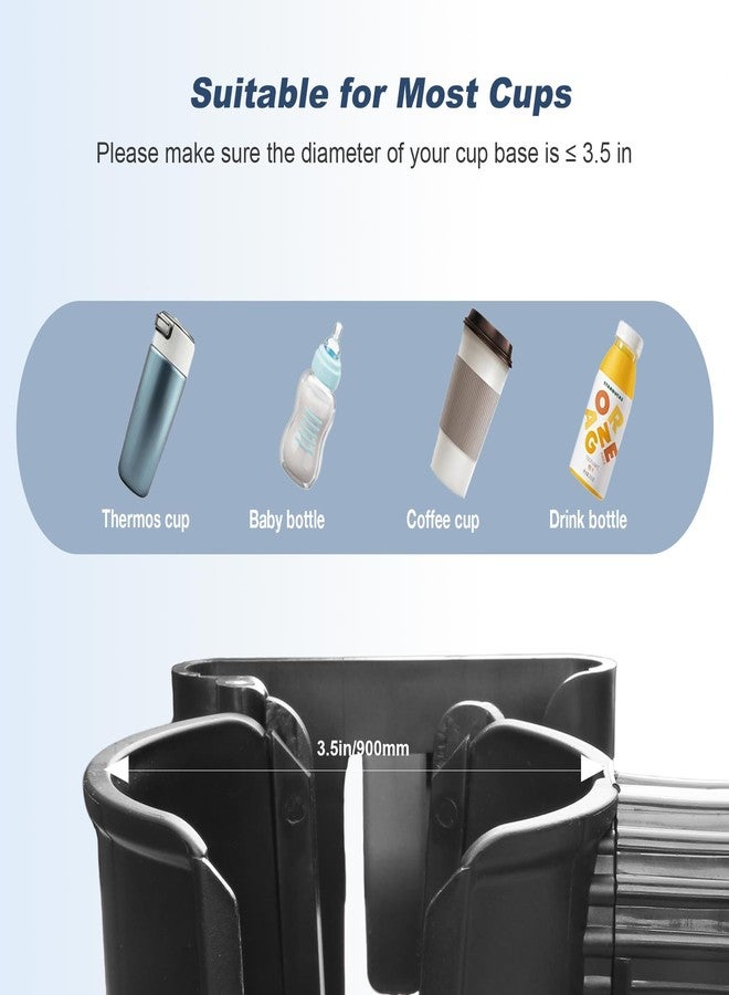 WHLICKS 2-in-1 Walker Cup Holder with Reversible Phone Holder，Fit for Wheelchair, Rollator, Scooter, Bike, Mobility, Camper, Stroller with Sturdy,Rotatable,Adjustable and Anti - Slip Clip - Image 3