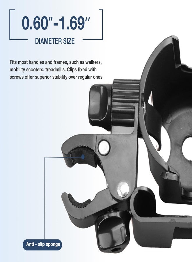 WHLICKS 2-in-1 Walker Cup Holder with Reversible Phone Holder，Fit for Wheelchair, Rollator, Scooter, Bike, Mobility, Camper, Stroller with Sturdy,Rotatable,Adjustable and Anti - Slip Clip - Image 5