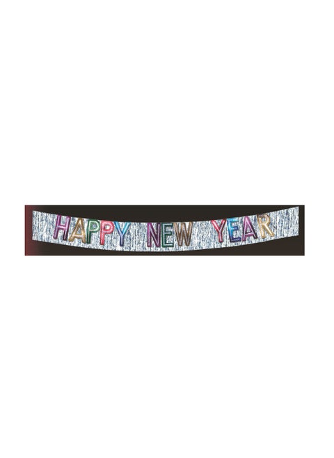 Assorted Foil Happy New Year Banner with Silver Glitter (10 in. x 9 ft.)