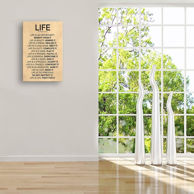Busmko Life Poem by Quotes Wall Art Framed Inspirational Quotes Poster Office Decor Modern Vintage Canvas Motivational Pictures Prints Framed (12x18 inch) - Image 3