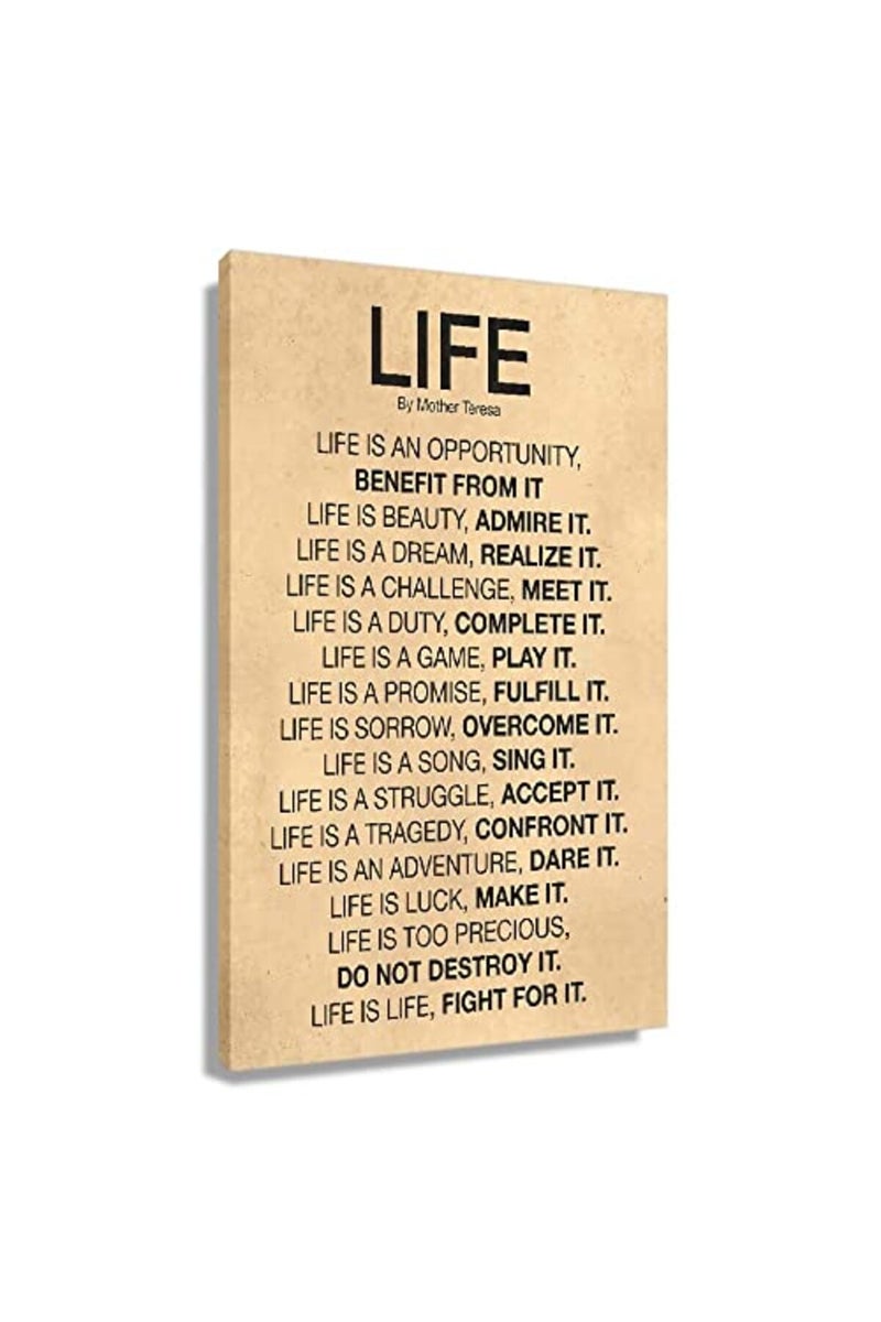 Busmko Life Poem by Quotes Wall Art Framed Inspirational Quotes Poster Office Decor Modern Vintage Canvas Motivational Pictures Prints Framed (12x18 inch) - Image 2