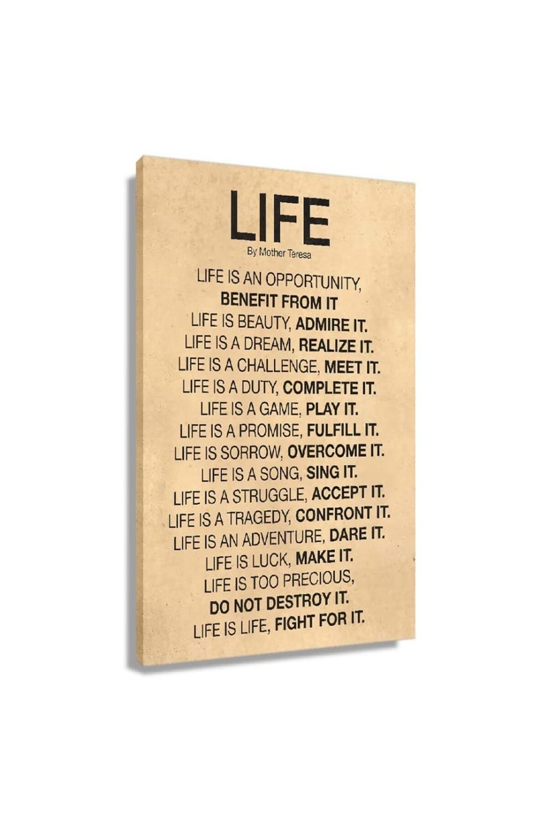 Busmko Life Poem by Quotes Wall Art Framed Inspirational Quotes Poster Office Decor Modern Vintage Canvas Motivational Pictures Prints Framed (12x18 inch) - Image 1